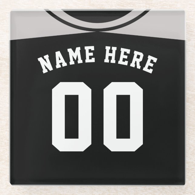 Name & Nummer Untersetzer, Graue Baseball-Software Glasuntersetzer (Vorderseite)