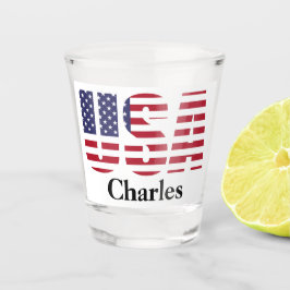 Name oder Initialen | Patriotic USA Flag Stencil Schnapsglas