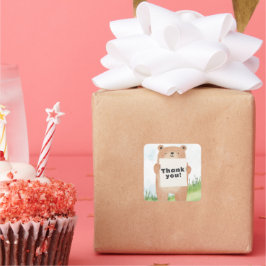 Name oder Meldung des niedlichen Bärenbären Quadratischer Aufkleber