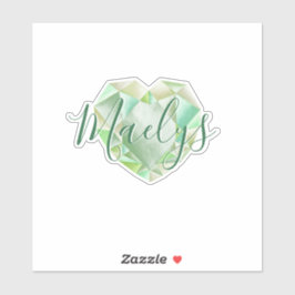 Name oder Monogram Green Heart Diamond Emerald hin Aufkleber