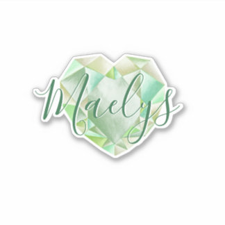 Name oder Monogram Green Heart Diamond Emerald hin Aufkleber