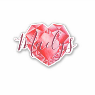 Name oder Monogram Red Heart Diamond Ruby Royal hi Aufkleber