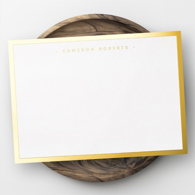 Name oder Monogramm, silberne Goldfolie, Randkarte Folieneinladung (Name or monogram silver gold foil border note card)