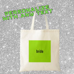 Name oder ROLE Green Girl Summer Bridesmaid Vorsch Tragetasche<br><div class="desc">Mit einer lebhaften Neon-Green Box mit schwarzem Text ist diese Box perfekt für einen trendigen y2k Bridesmaid-Vorschlag.</div>