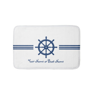 Name oder Schiff Nautical Ships Wheel Helm Navy Badematte