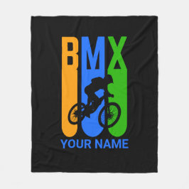 Name oder Text BMX Bike Rider Orange Blue Green hi Fleecedecke