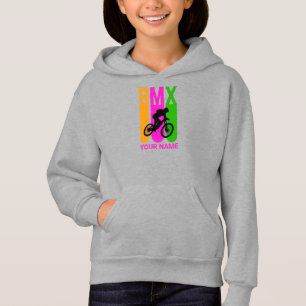 Name oder Text BMX Bike Rider Orange Rosa Grün hin Hoodie