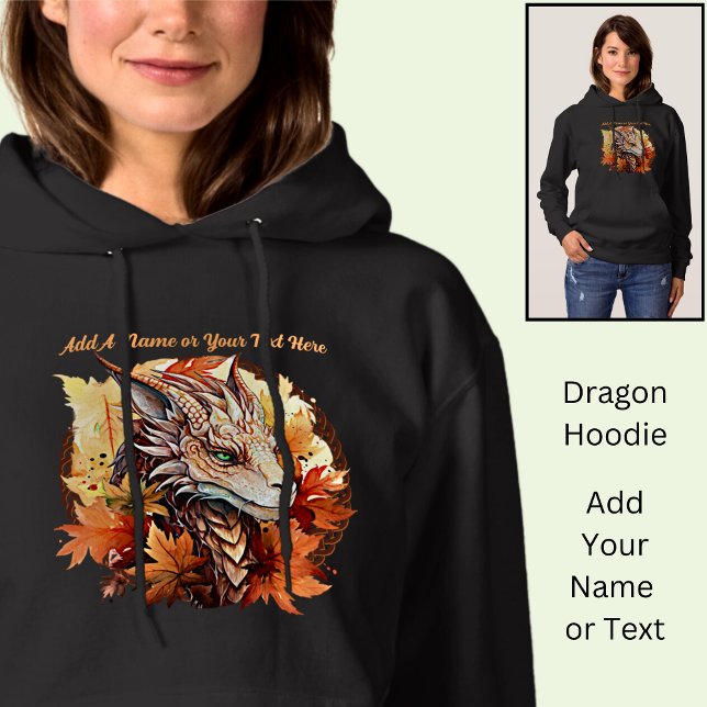 Name oder Text hinzufügen, Drache mit Herbstblätte Hoodie (Von Creator hochgeladen)