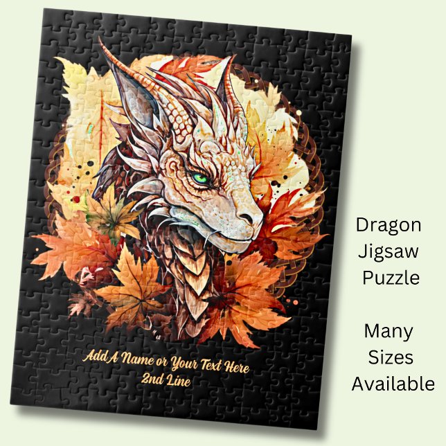 Name oder Text hinzufügen, Drache mit Herbstblätte Puzzle (Von Creator hochgeladen)