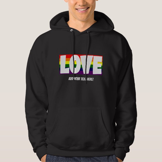 Name oder Text hinzufügen, Liebe-Rainbow-Flag Hoodie (Vorderseite)