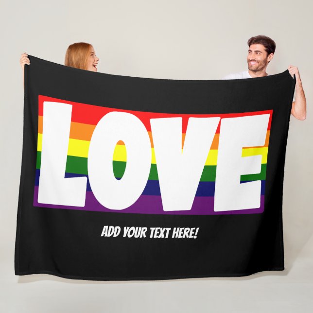 Name oder Text hinzufügen, Rainbow-Flag Groß, Lieb Fleecedecke (Beispiel)