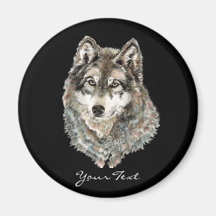 Name-oder Text-Wolf Watercolor Tier Magnet