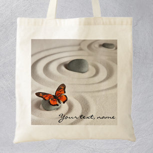 Name oder Text, Zen Garden Monarch Butterfly Tragetasche