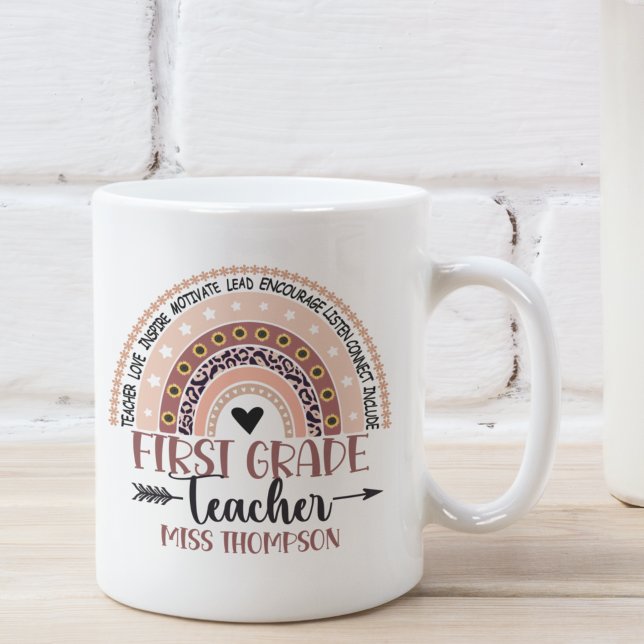 Name of 1st grade teacher, Cute Rainbow Kaffeetasse (Von Creator hochgeladen)