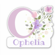 Name Ophelia & Initial mit Blumendesign