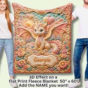 Name Orange Blumen Baby Drache 3D Effekt hinzufüge Fleecedecke
