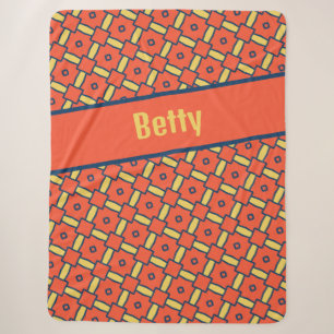 Name Orange Geometric Diamond Muster Sherpadecke