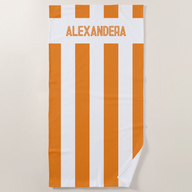 Name Orange Junggeselinnen-Abschied Strandtuch (Vorderseite)
