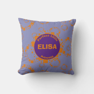 Name Orange Lila Circle Squares Hübsches Muster Kissen
