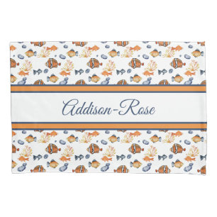 Name Orange White Tropical Fish Pattern Kinderzimm Kissenbezug