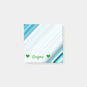 Name + Ozeanblau/Aquamarin/Aqua-Streifen Anmerkung Post-it Klebezettel