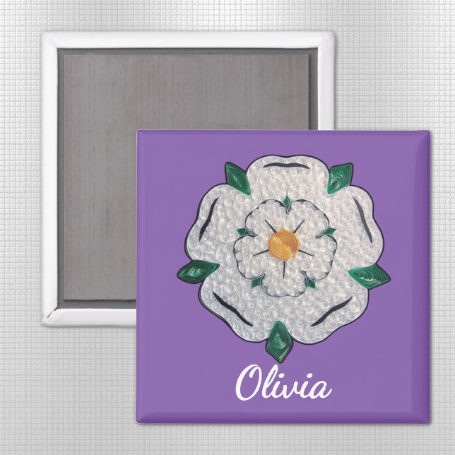 Name, Paper Quill Yorkshire White Rose 2-in Magnet (Von Creator hochgeladen)