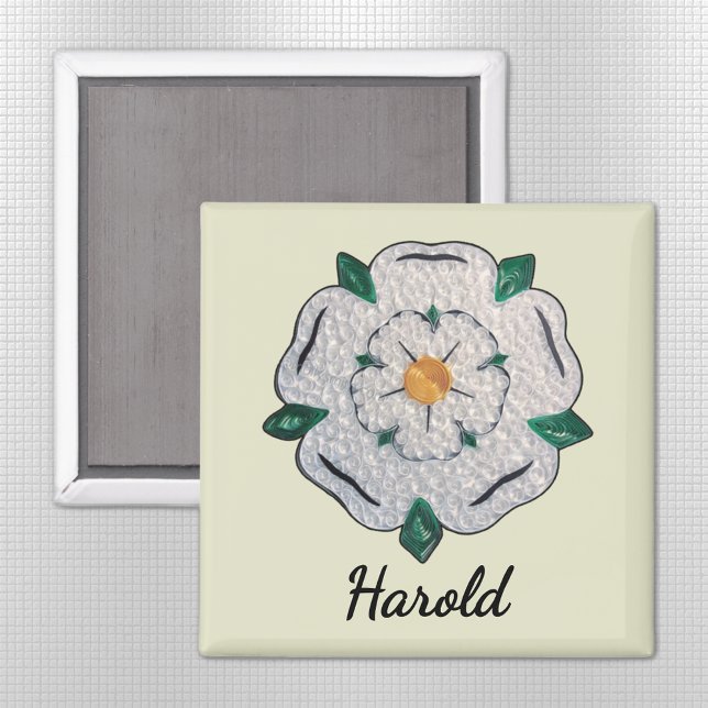 Name, Paper Quill Yorkshire White Rose 2-in Magnet (Von Creator hochgeladen)