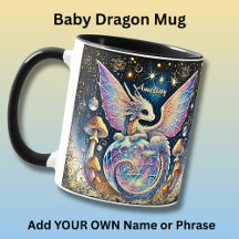 Name, Pastel-Babydrache Pink Blau auf Dunkel