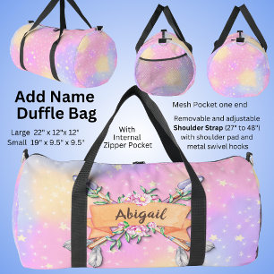 Name Pastel Boho Blume Arrows Pink Stars hinzufüge Duffle Bag