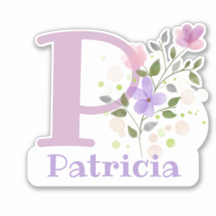 Name Patricia & Initiale mit Blumendesign Aufkleber