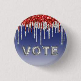 Name: Patriotic Red White Glitter Drip Blue Vote Button