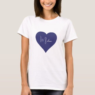 Name Personalisiert Dark Blue Heart Custom T - Shi T-Shirt