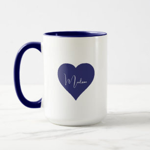 Name Personalisiert Dark Blue Heart Custom Tasse