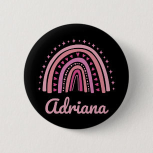 Name Personalisiert Lustig Frauen Rosa Regenbogen  Button