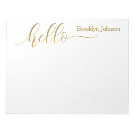 Name Personalisiert Stylish Gold "Hello" Notizblock