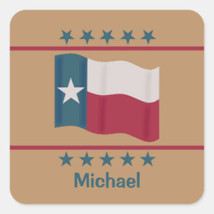 Name Personalisiert Texas Lone Star Flag Quadratischer Aufkleber