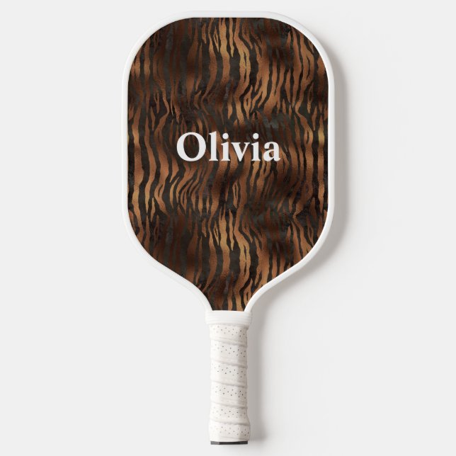 Name Personalisiert Tiger Weiß Pickleball Schläger (Vorderseite)