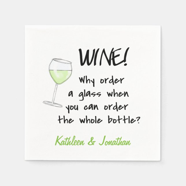 Name Personalisiert White Wine Funny Word Design K Serviette (Vorderseite)