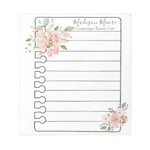 Name Personalisierte florale Rose Botanisch Notizblock
