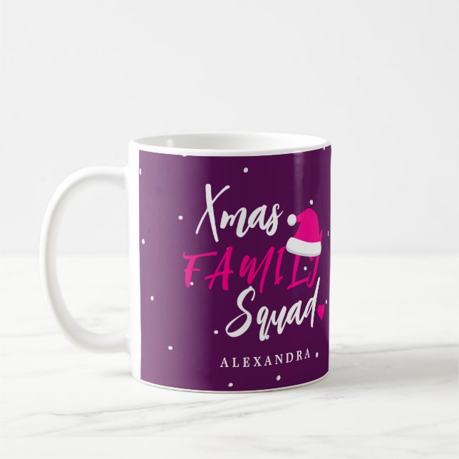 Name personalisierte Weihnachtsfamiliengestalt Kaffeetasse (Links)