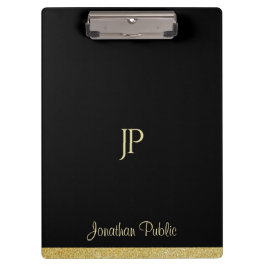 Name-personalisierter Goldtext-modernes Monogramm Klemmbrett