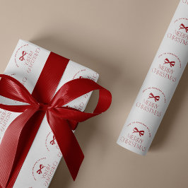 Name personalisiertes Rot Weiß Frohe Weihnachten Geschenkpapier