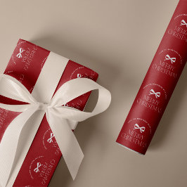 Name personalisiertes weiß rotes Frohe Weihnachten Geschenkpapier