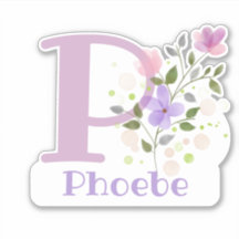 Name Phoebe & Initial mit Blumendesign