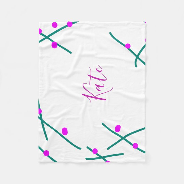 Name Pink-Grüner Kirschbaum Boho Retro Rustikal Fe Fleecedecke (Vorderseite)