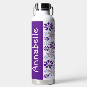 Name Pink Indigo Blue Blume Doodle Muster Trinkflasche