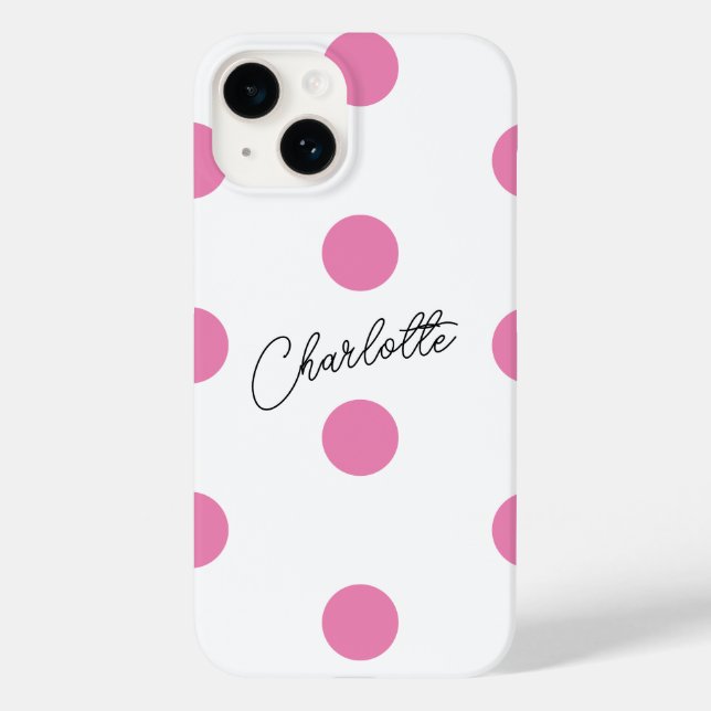 Name | Pink Polka Dots Pattern Case-Mate iPhone Hülle (Rückseite)