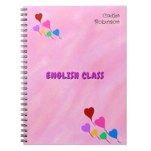 Name Pink Watercolor Herd Balloons Notizblock