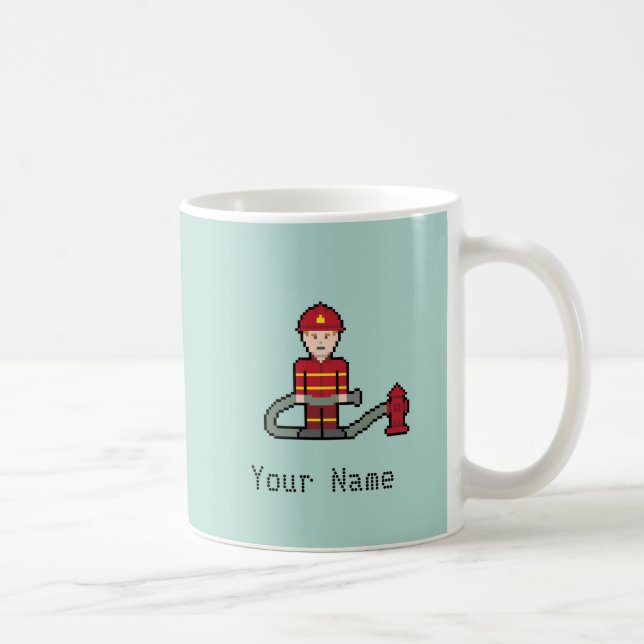 Name-Pixel-Feuerwehrmann Kaffeetasse (Rechts)