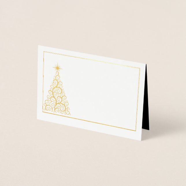Name Place Card Gold Foiled ChristmasTree Folienkarte (Vorderseite)